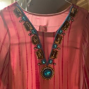 Embroidered Pakistani shirt with shalwar